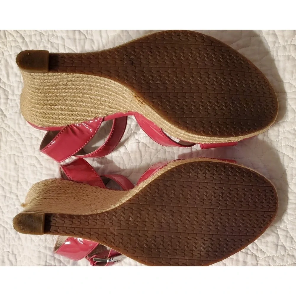 Michael Kors Kami Ankle Strap Wedge Heels Espadrille Shoess Pink 9.5M